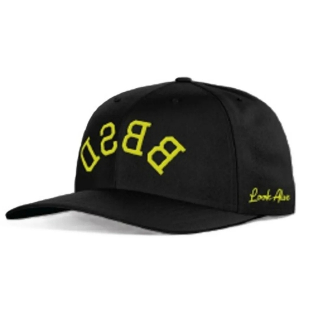 NEW Invicta Black Baseball Cap Yellow Embroidered Backward BBSD Snap Back Hat